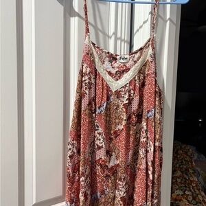 Pulse Red and Cream Floral Camisole
